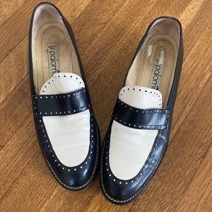 Paloma Made in Italy Genuine Leather Loafers Oxfords Black and White Shoes